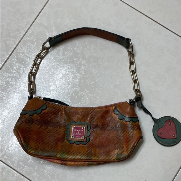 Dooney & Bourke Handbags - Douney & Bourke Brown Multicolor Leather Mini Shoulder Bag , Green Trim-